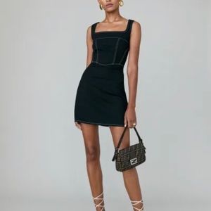 Reformation Davies Dress in Black Denim NWT